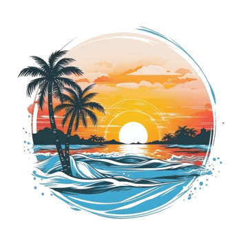 Summer tropical t-shirt design. Illustration png