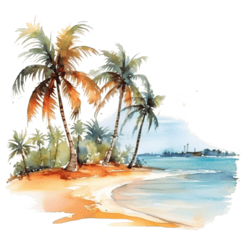 Watercolor tropical background. Illustration png