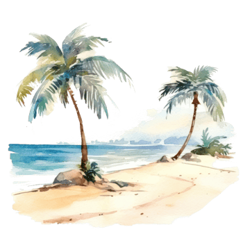 Watercolor tropical background. Illustration png