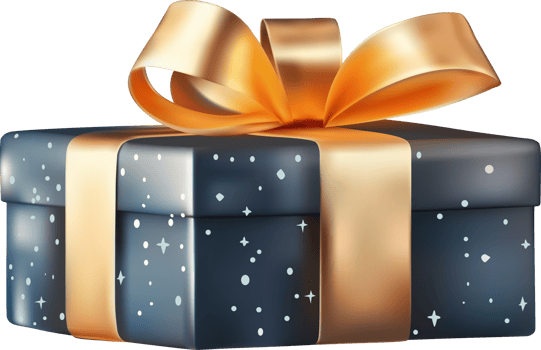 Blue gift box with golden ribbon. Vector Illustration png