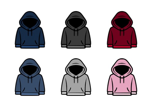 Colored hoodie set isolated vector illustrations