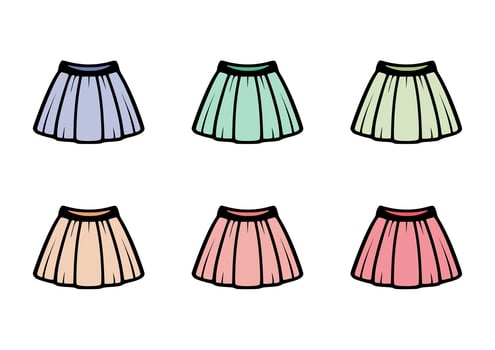Pastel skirt set isolated vector illustrations