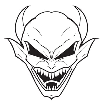 aggressively vampir head, vector illustration line art
