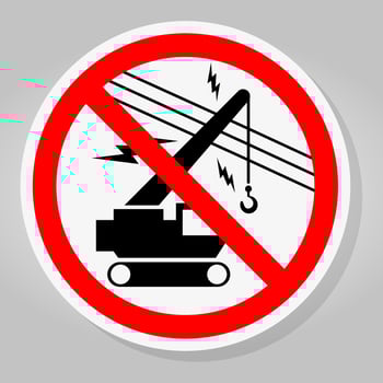 Prohibition Sign Do Not Operate Crane Overhead Power Lines Symbol vector