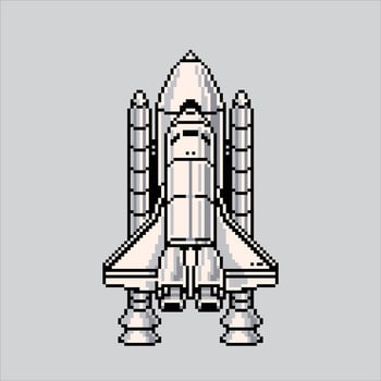 Pixel art illustration Space plane. Pixelated Spaceship.Space Plane icon pixelated for the pixel art game and icon for website and video game. old school retro. vector