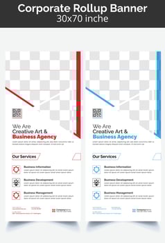 Corporate rollup banner template, advertisement, pull up, polygon background, vector illustration, business flyer, and display banner for your Corporate business, company, and restaurant