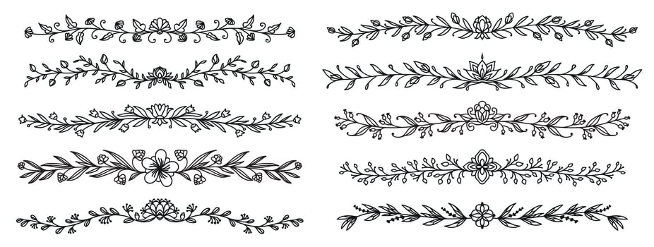 Floral wedding dividers and flourish vignettes vector