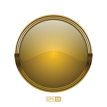 Luxury yellow glossy button. vector