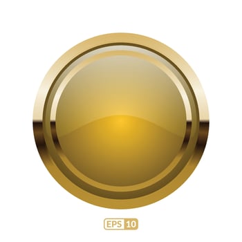 Yellow luxury circle button. vector