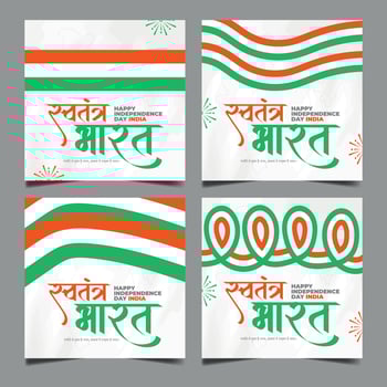 Happy independence day India social media post template in Hindi calligraphy, Swatantra Bharat  means Independent INDIA, Republic Day, India, Indians, patriotic, Azadi ka Amrit Mahotsav, vector