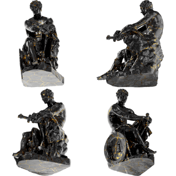 Ludovisi Ares - Renaissance Portrait Bust in Black Marble and Gold png