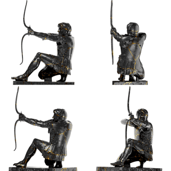 Seated Hercules - Temple of Aphaia - Renaissance Portrait Bust in Black Marble and Gold png