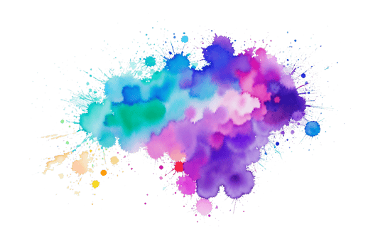 Colorful Isolated Bright drawn watercolor splash and stains png