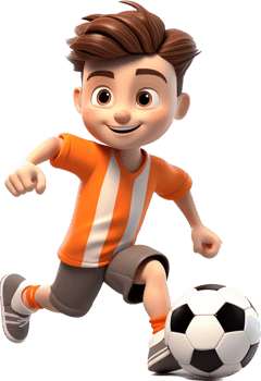 Boy is playing soccer with . png