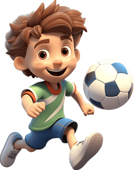 Boy is playing soccer with . png