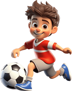 Boy is playing soccer with . png