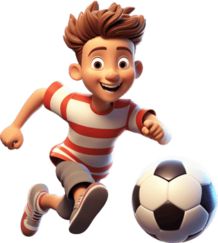 Boy is playing soccer with . png