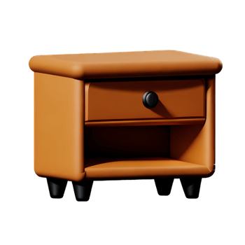 Wooden bedside table on white background png