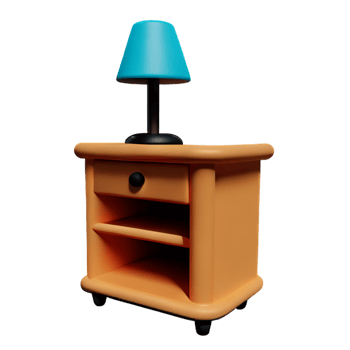 Wooden bedside table on white background png