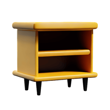 Wooden bedside table on white background png