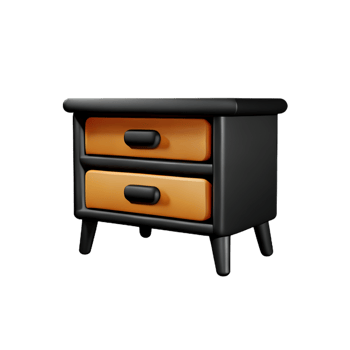 Wooden bedside table on white background png