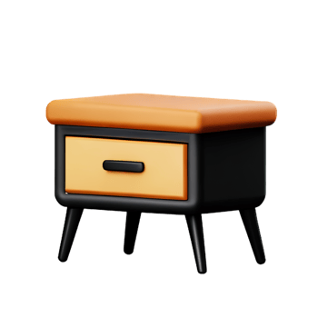 Wooden bedside table on white background png