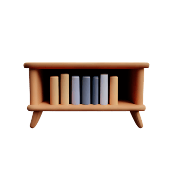 Modern bookshelf isolated with white background png