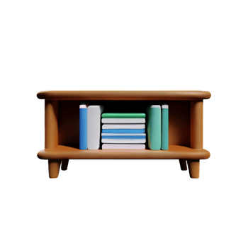 Modern bookshelf isolated with white background png