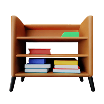 Modern bookshelf isolated with white background png