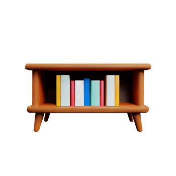 Modern bookshelf isolated with white background png