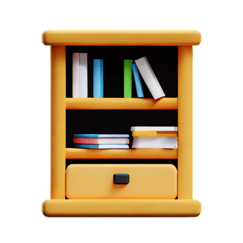 Modern bookshelf isolated with white background png