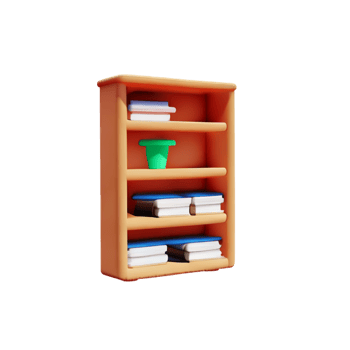 Modern bookshelf isolated with white background png