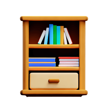 Modern bookshelf isolated with white background png