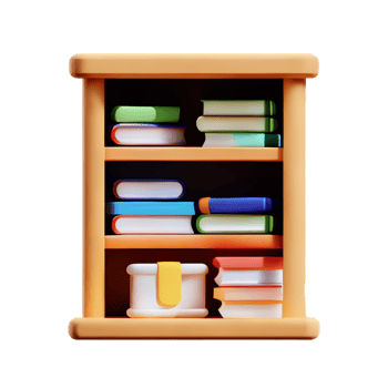 Modern bookshelf isolated with white background png