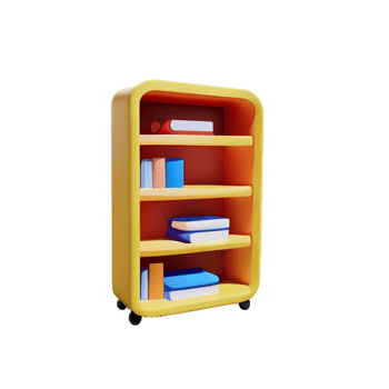 Modern bookshelf isolated with white background png