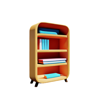 Modern bookshelf isolated with white background png