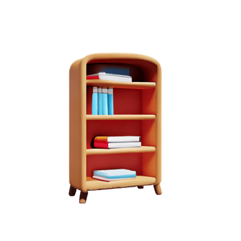 Modern bookshelf isolated with white background png