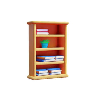Modern bookshelf isolated with white background png
