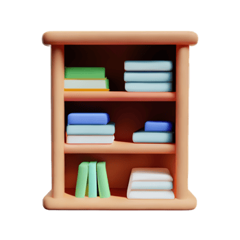 Modern bookshelf isolated with white background png