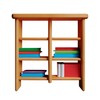 Modern bookshelf isolated with white background png