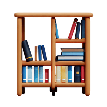 Modern bookshelf isolated with white background png