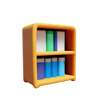 Modern bookshelf isolated with white background png