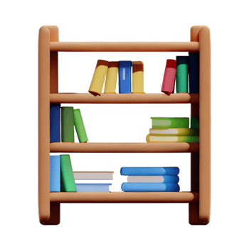 Modern bookshelf isolated with white background png