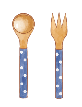 spoon and fork cartoon watercolor png
