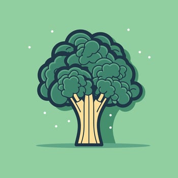 Vector of a healthy broccoli plant against a vibrant green background
