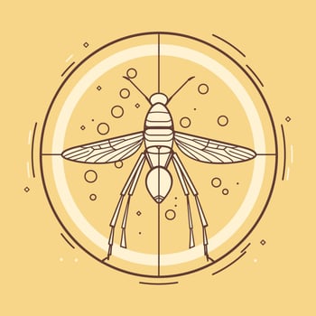 Vector of a mosquito on a vibrant yellow background