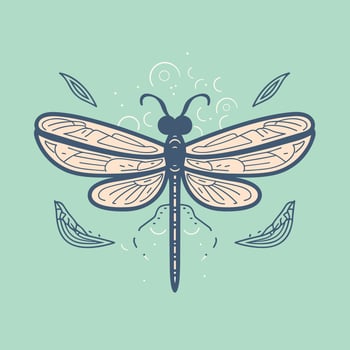 Vector of a colorful dragonfly drawing on a vibrant blue background