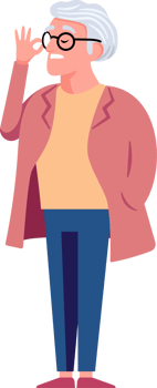 Elderly Woman Flat Style Cartoon Illustration. Senior People. png