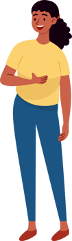 Happy Young Woman Talking Conversation with a Friend, Flat Style Illustration. png