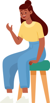 Happy Young Woman Talking Conversation with a Friend, Flat Style Illustration. png